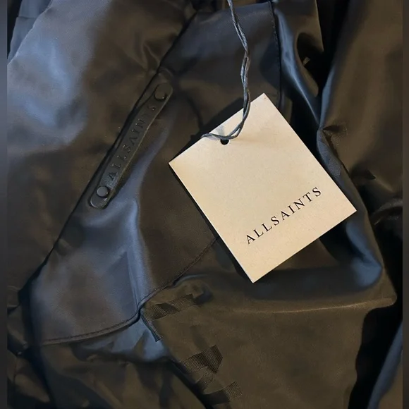 All Saints Long Black Allana Puffer Jacket - Picture 3 of 6